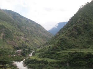 Syabrubesi village in Rasuwa district, gateway to the Langtang trek, on the Trishuli river corridor hit by the August 2026 flood