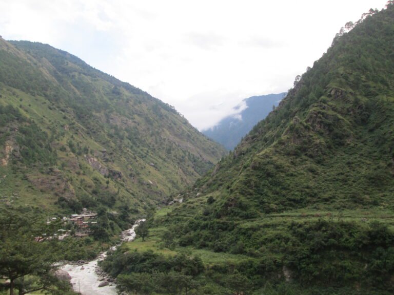 Syabrubesi village in Rasuwa district, gateway to the Langtang trek, on the Trishuli river corridor hit by the August 2026 flood