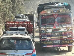 The Tribhuvan Rajpath (Tribhuvan Highway), Nepal's oldest highway, winding through the hills between Kathmandu and Hetauda