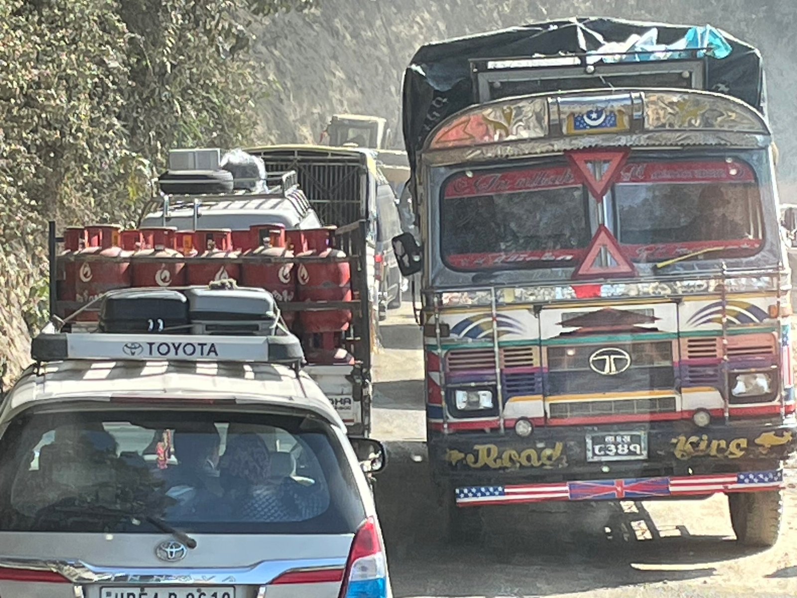 The Tribhuvan Rajpath (Tribhuvan Highway), Nepal's oldest highway, winding through the hills between Kathmandu and Hetauda